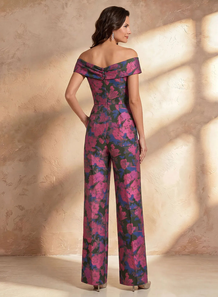 Veloria Floral Off-Shoulder Wide Leg Formal Jumpsuit
