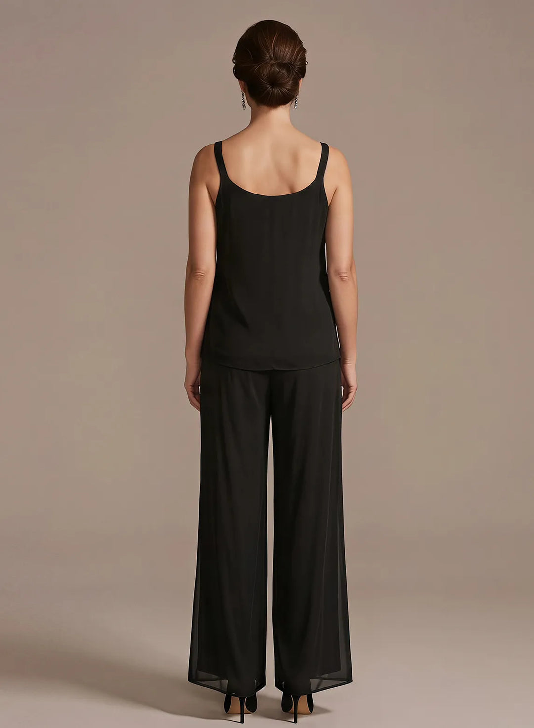 Black camisole top with a simple back design and elegant sleeveless silhouette