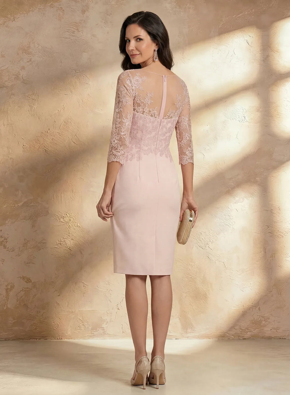 Blush Pink Lace Mother of the Bride Dress
