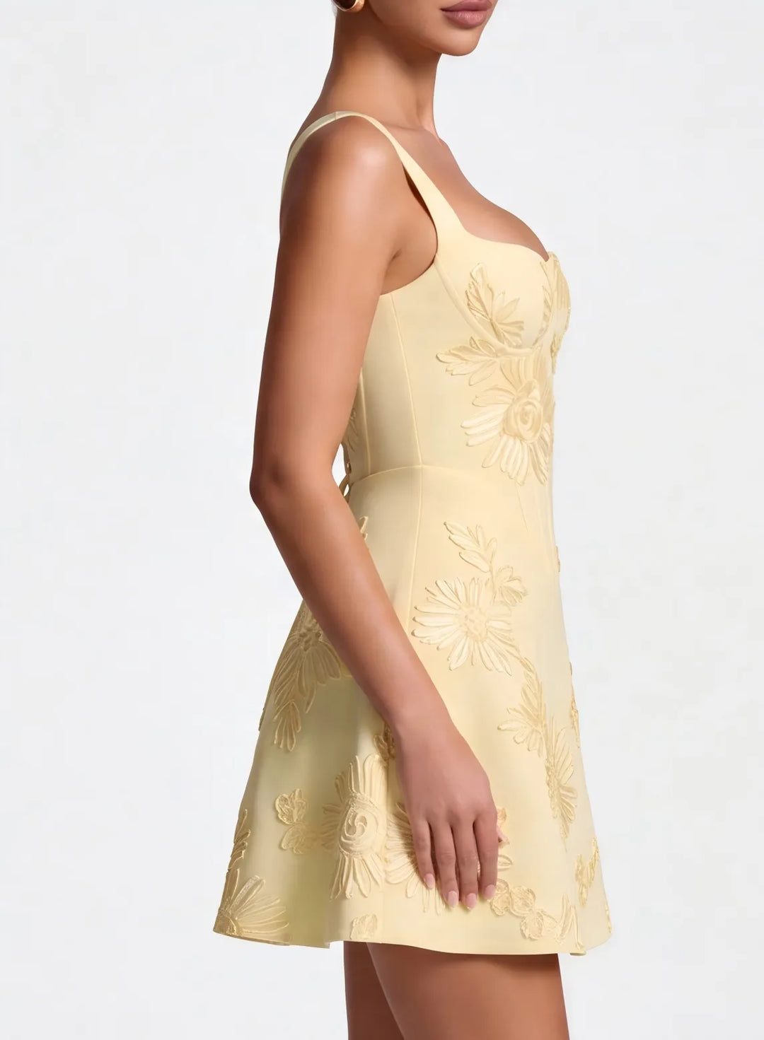 Cute champagne backless homecoming dress with a short A line silhouette and simple formal style