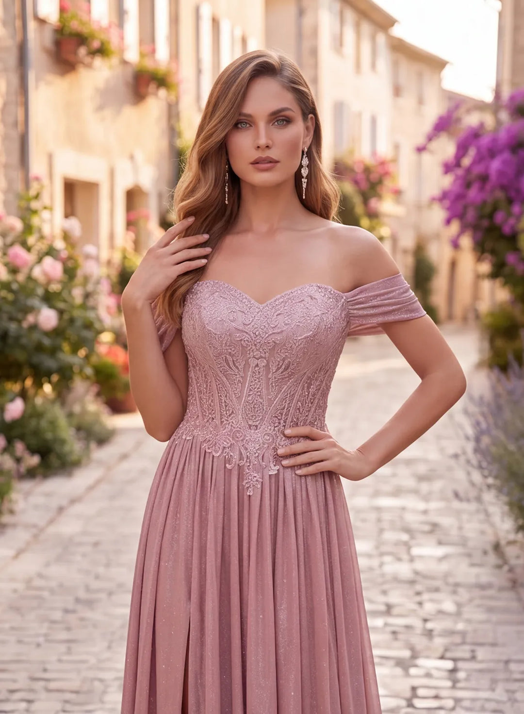 Dusty rose metallic satin fabric with subtle shimmer