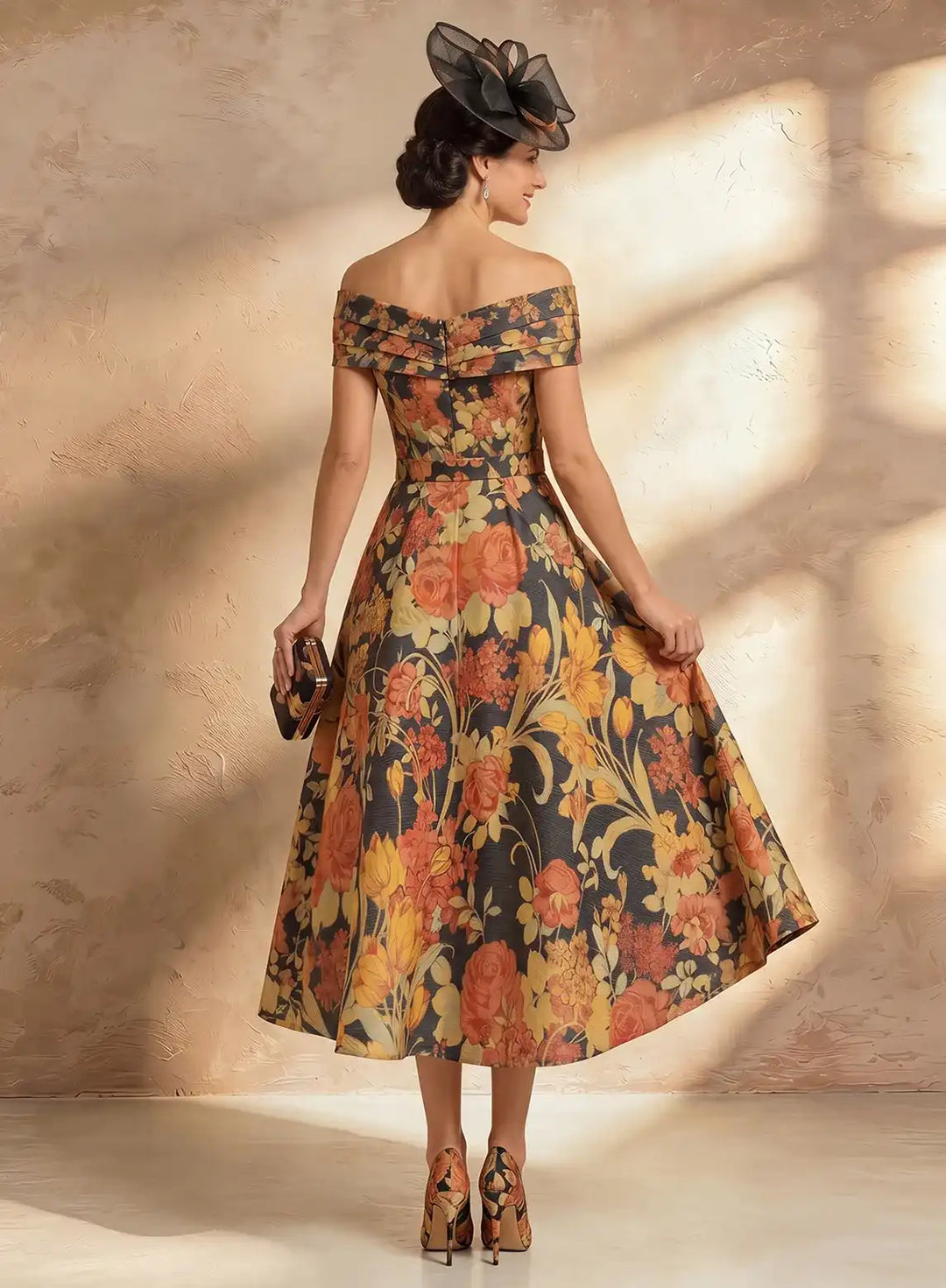 Elegant floral cocktail dress for women attending weddings and formal events