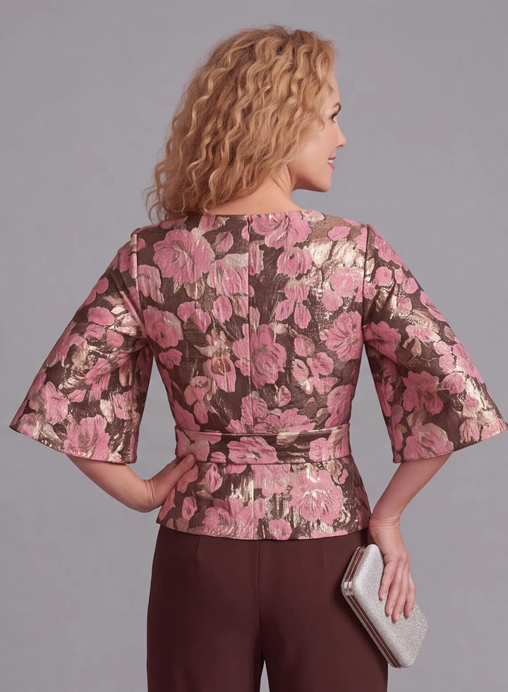 Back Detail of Floral Jacquard Blouse for Elegant Wedding Occasion Outfit